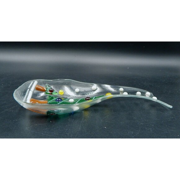 Fused Art Glass Christmas Tree Spoon Ladle Rest Holiday 9 Inches Clear - Picture 4 of 7